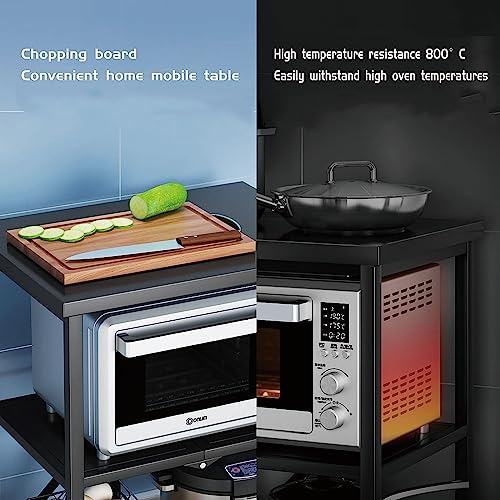 Carrito de cocina de acero inoxidable de 3 niveles con ruedas bloqueables, plegable y versátil, perfecto para catering y hoteles, color negro, 60 x 45 x 80 cm