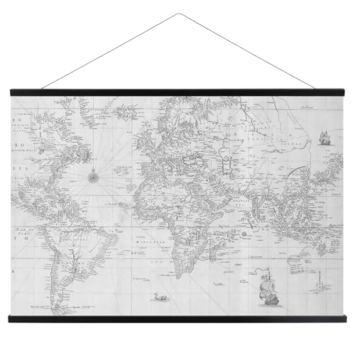 36 Inch Magnetic Poster Frame Hanger, Wood Magnet Picture Frames for Photo Canvas Artwork Scroll Print Map, Wooden Hangers for 24x36, 36x48, 12x36, 18x36 Posters, Wall Mount, 1 Pack (Black, 36