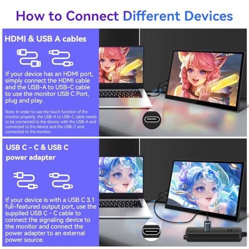 Image of Touchscreen Portable Gaming Monitor 16 Inch QHD 2.5K(2560x1600) Monitor 144Hz(USB C Port) IPS Display, Gaming Monitor for PC Laptop Ras Pi PS4 PS5, with HDMI USB C Built-in Speakers