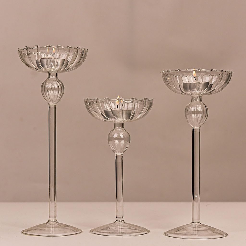 ENGENDER Portavelas Candelabros Altos A Rayas, Adornos For Decoración del Hogar, Suministros De Boda, Candelabros Románticos For Cena A La Luz De Las Velas, Accesorios Candelero(L)