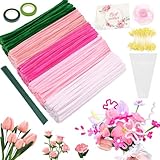 Chenille Loisir Creatif DIY: Nos kits de fleurs en cure-pipe sont disponibles dans une large gamme de couleurs, vous pouvez donc choisir différentes couleurs pour créer des bouquets de différentes nuances selon vos besoins; parfait pour les débutants afin de stimuler leur imagination, leur créativité et leurs compétences pratiques