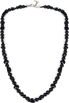 HASKARE Natural Stone Beaded Necklaces for Men Genuine Black Tourmaline Obsidian Protection Necklace, Unique Beads Necklace Healing Crystal Mens Choker Necklace Ideal Gift for Father's Day Christmas