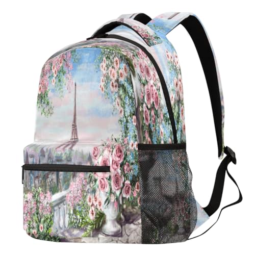 Sac à dos de voyage décontracté motif Paris idéal pour les sorties urbaines et les cours