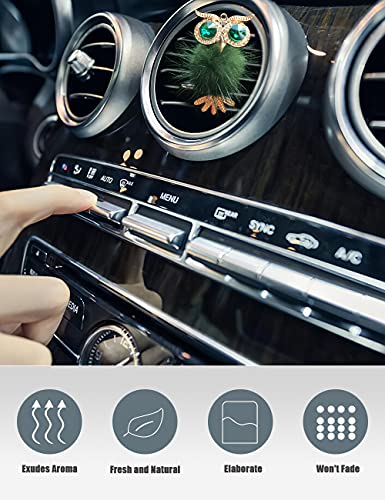 Image of Car Diffuser Vent Clip,2pcs Owl Cute Car Air Freshener,Bling Crystal Car Air Vent Clip Charms Car fresheners for Women (Dark Blue,Black Green)