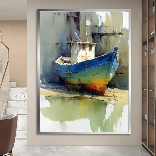 Impression aquarelle de bateau tableau mer decoration interieure cotiere cadre