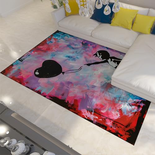 Tapis lavable Banksy ballon fille pour chambre enfant et cuisine