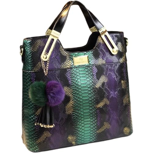 Large Serpentine Leather Women's Top Handle Satchel Handbags Fashion Chain Bag Tassel Purses Shoulder Messenger Bags4