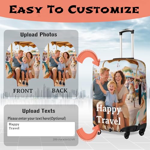 Custom Travel Luggage Covers For Luggage Design Your Photo Name Text Logo Personalized Washable Suitcase Cover For Travel Business Bright Green X-Large3