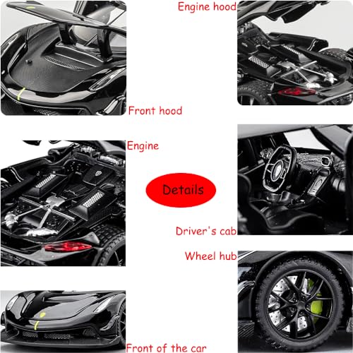 Toy Cars Model Jesko Black Alloy Collectibles Die-cast Vehicles with Sound and Light - Image 4