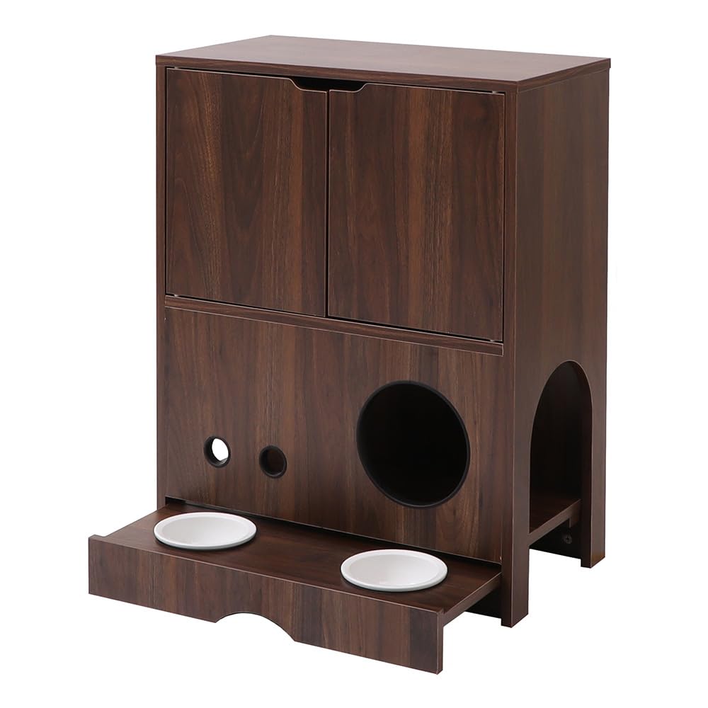 Amazon | ヤマソロ チェスト フードスタンド付き 収納 猫 犬 ペット