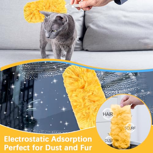 Image of 30 Count Duster Refills Compatible with Swiffer Duster, 2 Handles, 360 Heavy Duty Dusters Refills Multi-Surface Feather Duster with Extender Handle, Disposable Duster Kit for Home & Car Cleaning