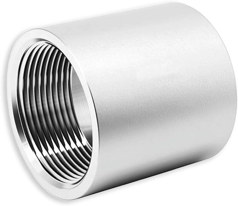 1" NPT Threaded Full Coupling, Aluminum 6061-T6 Pipe Fitting, Female Threaded Coupler Connector Adapter Fitting, ANSI/ASME B1.20.1 Standard, for Air Water Oil Gas Applications