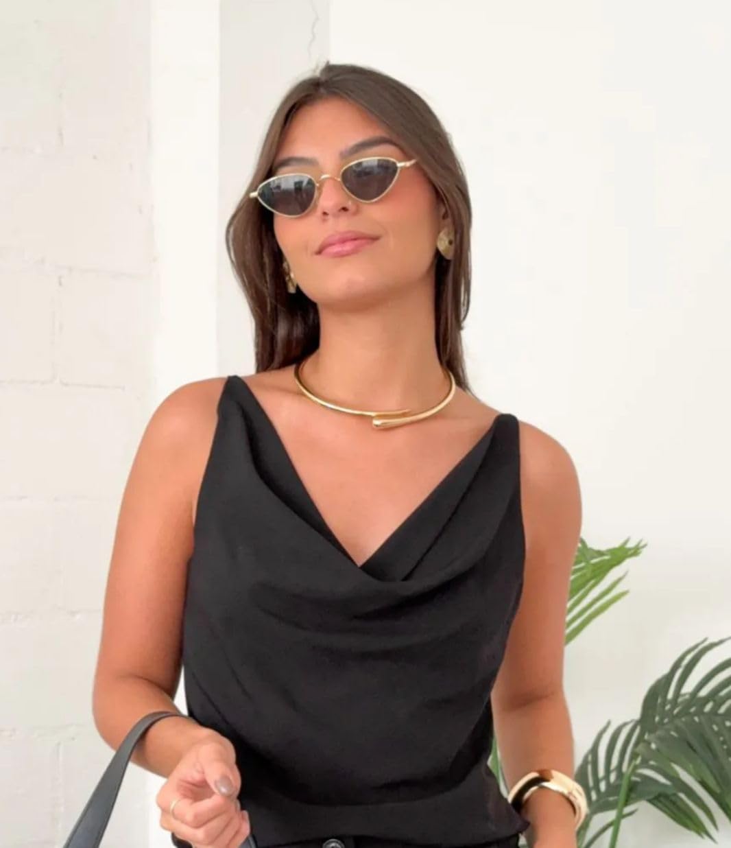 Gold Jewelry Set For Women, 2Pcs/Set Polished Chunky Twisted Hinged Waterdrop Choker Necklace Bangle Bracelet Stack Open Statement Jewelry Gift - Image 2