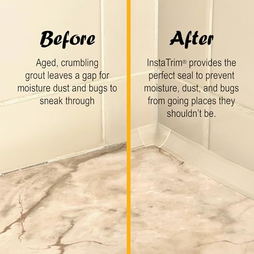 Image of InstaTrim The Original Flexible Trim - 50ft Ivory 3 /4 inch Wide Caulk Tape - Adhesive Trim with Many Uses Including Caulking for Bathtubs, Sinks, Counters, Tile, Floors - Made in USA | Ivory 3 /4 in x 50 ft self-adhesive trim seals long runs around tubs, sinks, counters, tile, floors, and interior surfaces.
