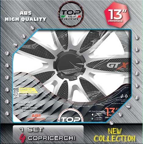 TOP DRIVE COPRICERCHIO GTX BLACK & SILVER 16 I nostri copricerchi sono prodotti con materiale ABS di alta qualita', conosciuto per la sua stabilita', forza Con verniciatura ad acqua