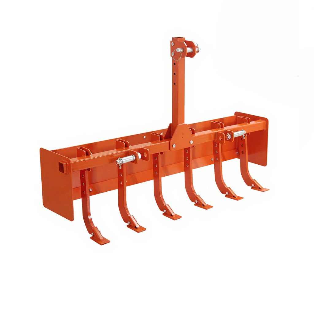 Photo 1 of 55" Box Blade for Tractor, 3 Point Hitch Box Scraper Attachment - Heavy Duty Land Leveling & Grading Implement, Compatible with CAT 1 & CAT 0 Tractors, 6 Adjustable Shanks