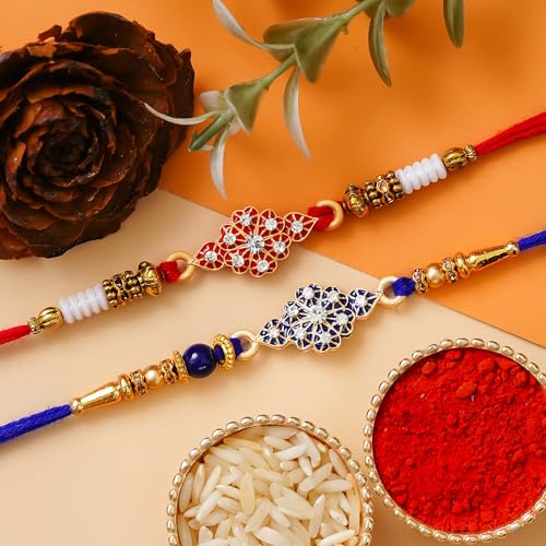 Image of eCraftIndia Set of 2 Multicolor Panda and Elephant Kids Rakhis with Roli Chawal Pack