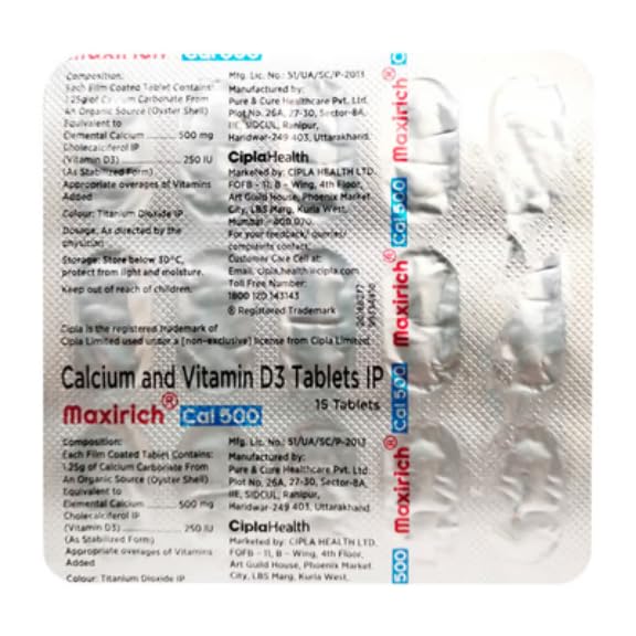 Cipla Maxirich Cal 500 - Strip of 15 Tablets : Amazon.in: Health ...