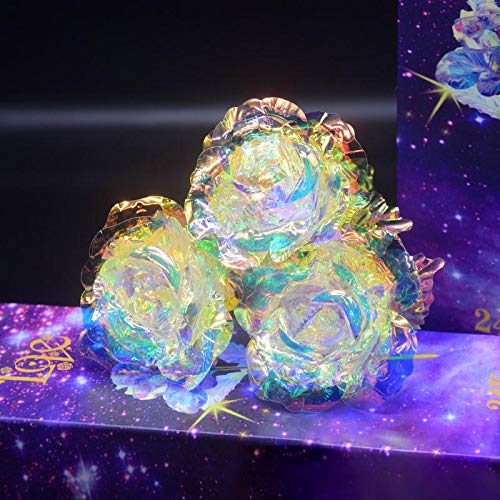 koiry 1 Piezas Galaxy Rosa con Amor Base Luminoso Rose Valentine de Las Madres Día - Mit Licht