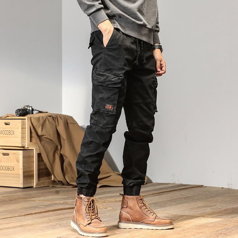 G-STONE Men's Cargo Pants Loose Fitted Sport Pants Drawstring Button Zipper Outdoor Trousers with Large Capacity Pockets3