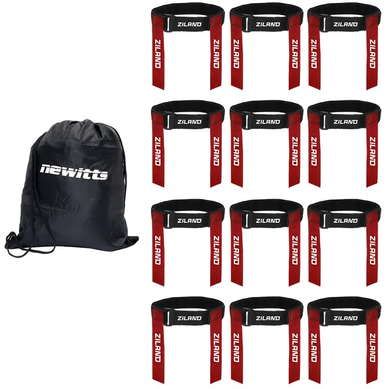 Ziland Adjustable Tag Rugby Belts [12 Pack] • RED • SIZE 24-32" • Great for introducing Rugby to Children
