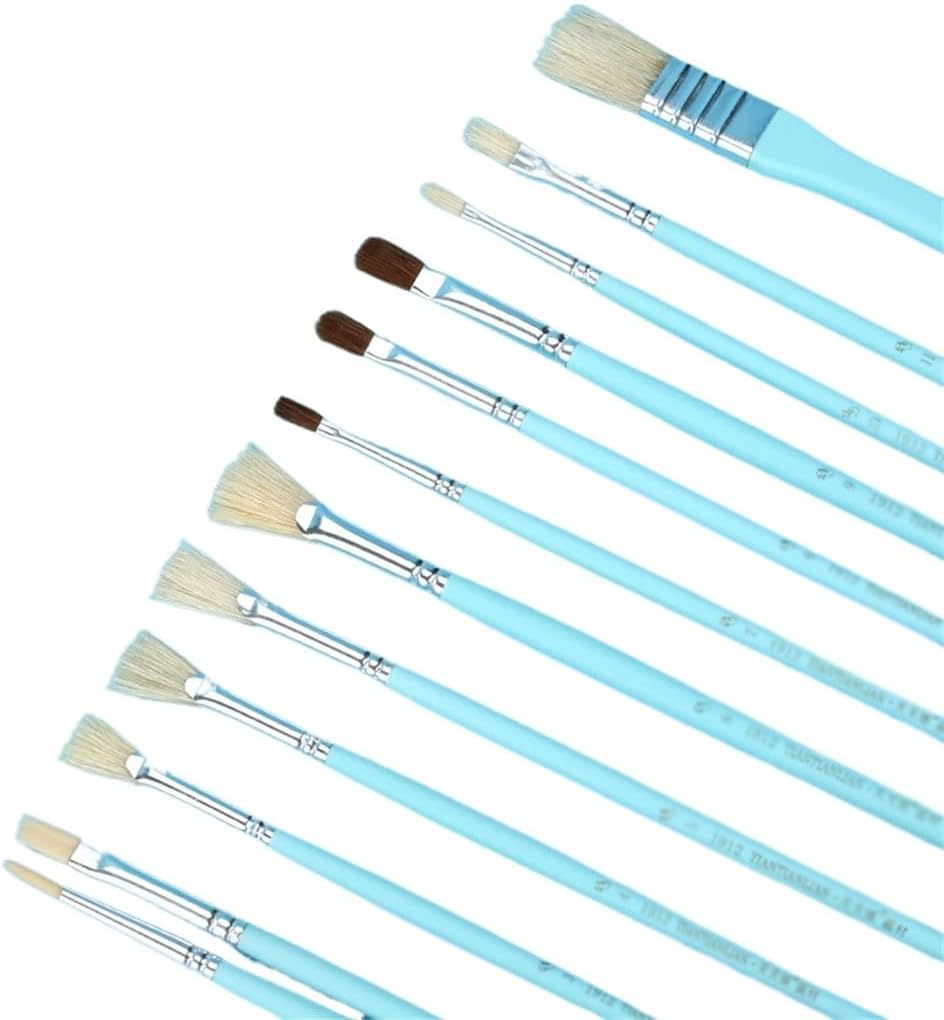 Brush Acrylic Painting Test Set Bristle Wolf Hair Fan-Shaped Flat Peak Tongue Round