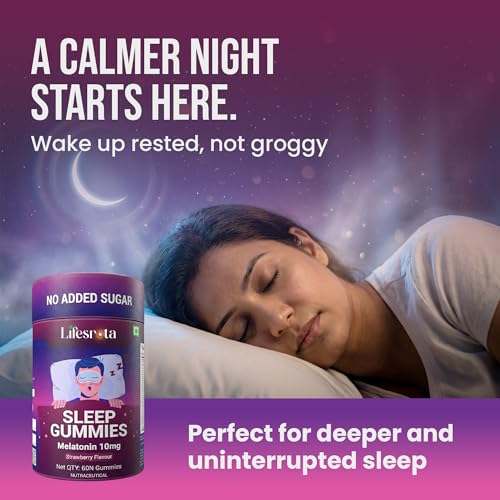 Image of 10mg Melatonin Sleep Support Gummies for Deep Sleep, Relaxation & Calmness - 60 Sleep Gummies for Men and Women - Sugar Free & Non-Hobbit Forming - Strawberry Flavour (Pack of 2)