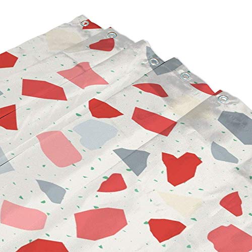 Rideau de douche en polyester de qualité supérieure motif Terrazzo avec œillets renforcés