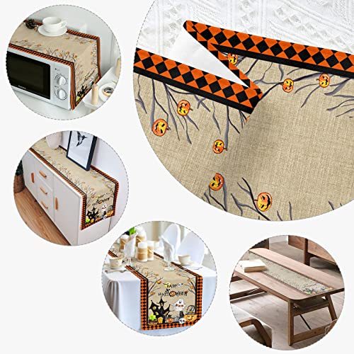 Happy Halloween Table Runner 72 Inches, Spooky Pumpkin Table Runner For Kitchen Dining Coffee Or Indoor And Outdoor Home Parties Decor #TOP5