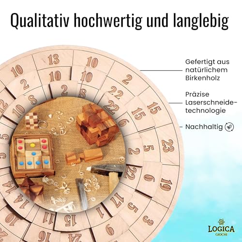 Logica Spiele Art. Euklid - Unglaubliches Mathematisches Denkspiel aus Holz - Schwierigkeit 4/6 Extrem - Knobelspiel - Geduldspiel
