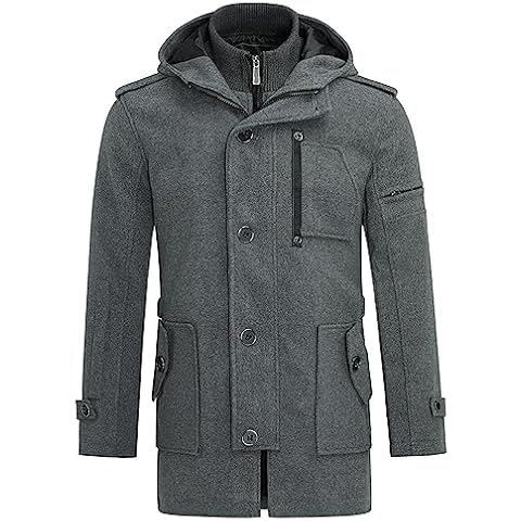 YOUTHUP Mens Hooded Wool Winter Coat Cover