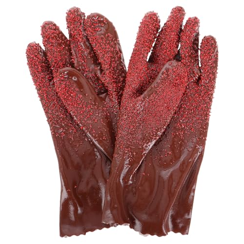 HOMSFOU Guantes de Limpieza Antideslizantes de PVC Impermeables Resistentes Abrasión Talla Mediana para Fontanería Alcantarillado y Lavado de Platos Guantes Reutilizables de