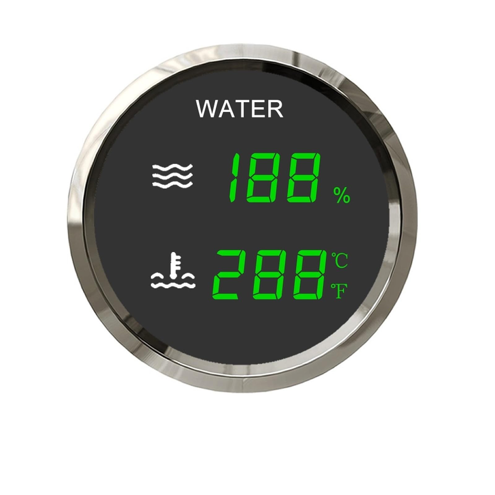 52mm cyfrowy miernik 2 w 1 wskaźnik poziomu paliwa/wody Volt termometr do wody miernik ścieków z alarmem do łodzi samochodowej Stabilne monitorowanie(B Water and Temp)
