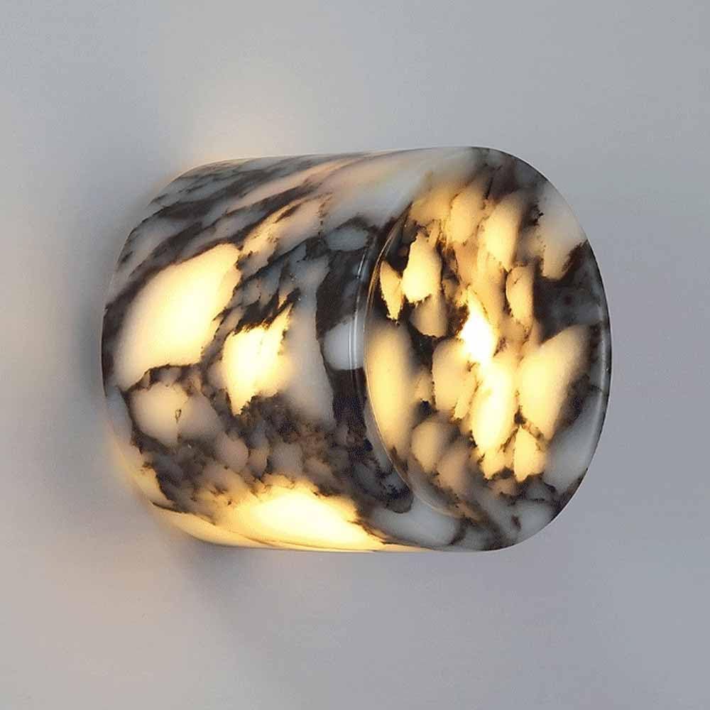 Ssbhdm Multicolor Natural Alabaster Wall Light, Nordic Minimalist Style Wall Lamp, G9 Light Source Marble Wall Sconce, Bedroom Living Room Corridor Wall Mounted Lighting Fixtures