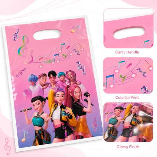 Image of Wanna Party Pink Korean Pop Inspired Goodie Bags, Pack of 10 | Small Party Favour Bags for Return Gifts, Pinata Fillers, Candies, Stickers, Stationery & Birthday Celebration Supplies