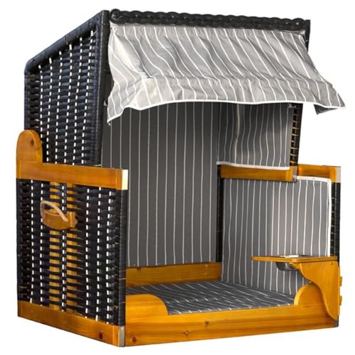 Sterngraf Hunde-Strandkorb mit Gravur zB Schild Pfoten (Name), personalisiertes Edelstahlschild, Hundekorb/Hundebett schwarz-grau