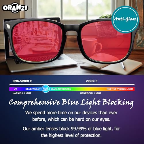 Image of 99.9% Blue Light Blocking Glasses for Computer Gaming Anti Eyestrain | Anti Harmful Blue Ray for Better Sleep, High-definition Red Lens Anti Fatigue & Eye Strain, Lightweight Comfort Frames