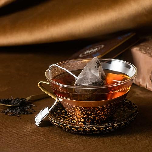 Image of Harney & Sons Chocolate Mint Black Tea Sachets, 50 Count | Chinese black tea with chocolate, vanilla, and peppermint. 50 whole leaf sachets. Contains caffeine.