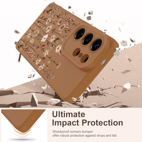 Image of Designed for Samsung Galaxy S26 Ultra Case for Women, Brown Floral | Cute Flower Pattern Liquid Silicone Phone Case [Full Camera Protection] Slim Soft TPU Protective Cover