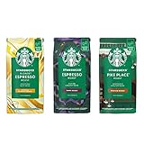 Starbucks Ganze Bohnen Röstkaffee Set Blonde Espresso, Pike Place, Espresso Roast, Kaffee, 3 x 200 g