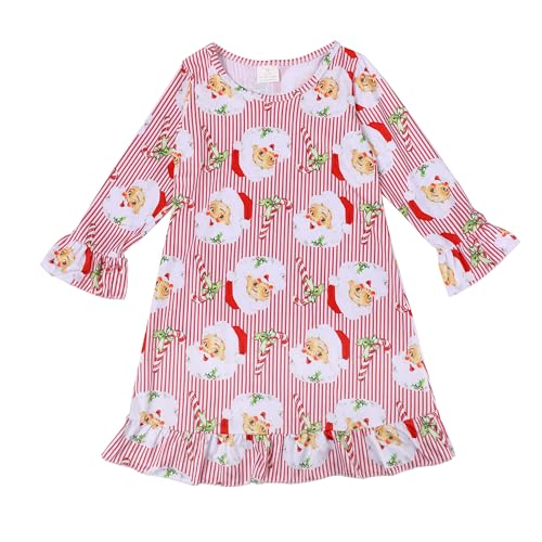 Christmas Toddler Girls Nightgowns Christmas Tree Elk Pattern Sleepwear Night Dress Pajamas 2-8Y