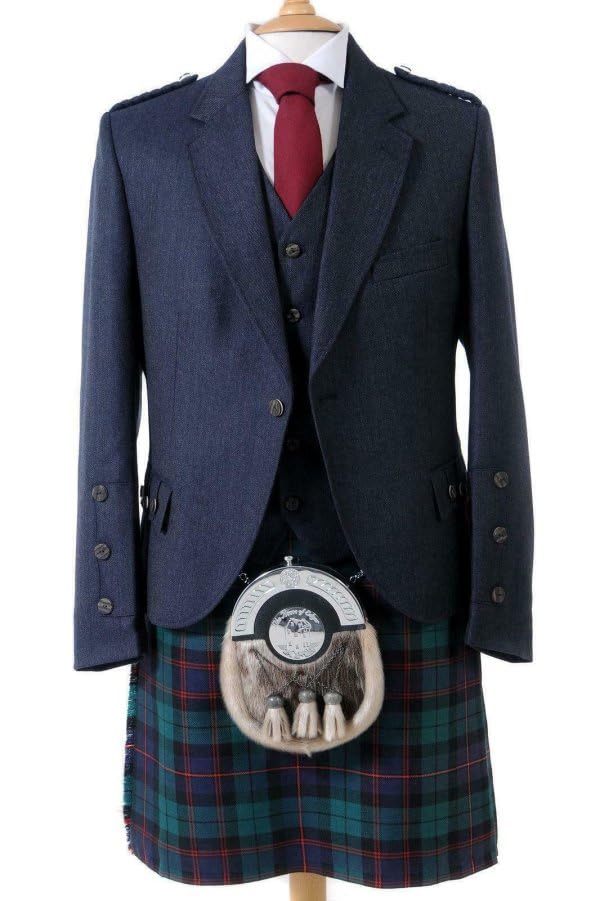 Scottish Crail Highland Jacket and Waistcoat in Midnight Blue Tweed