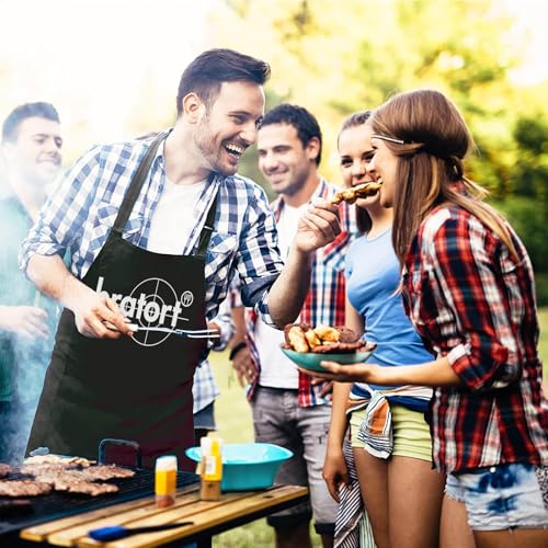 XCSJKJ Grillschürze für Männer mit Bratort, Kochschürze Herren Schürze lustig, mit 4 Tasche Grill schürze für Männer Küchenschürze Herren, Geschenkideen BBQ Bratort (Schwarz 4 Taschen)