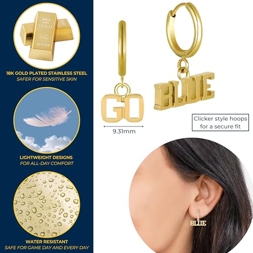 Stone Armory Earrings for University of Michigan Jewelry Gifts for Women, Graduation – Stainless Steel Skin-Friendly Michigan Wolverines Earrings 18K Gold Finish Go Blue Hoops3