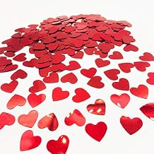 Confetti Wedding Confetti Heart Sequins Valentine Day Decoration Scatter bridal shower Party Sequins Glitter Metallic Table Decoration for Anniversary Birthday Retirement event Supplies.Heart Red