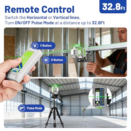 Image of Huepar Pro Laser Level 360 Self Leveling with 50inch Tripod, 3 x 360 High Brightness Green Laser Leveler Tool for Construction, Tile and Picture Hanging, Rechargeable Battery & Magnetic Bracket