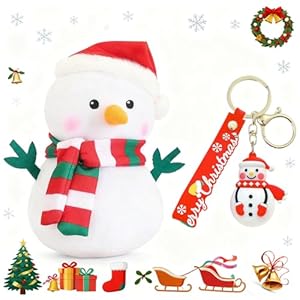 2 Pcs Sneeuwpop Kerstpluche Speelgoed JynxtoyZeal Schattige Sneeuwpop Pluche Decoratie Zachte Sneeuwpops Knuffel PVC Sleutelhanger Cartoon Sleutelhanger Geschikt voor Kerstdecoratie en Cadeaus