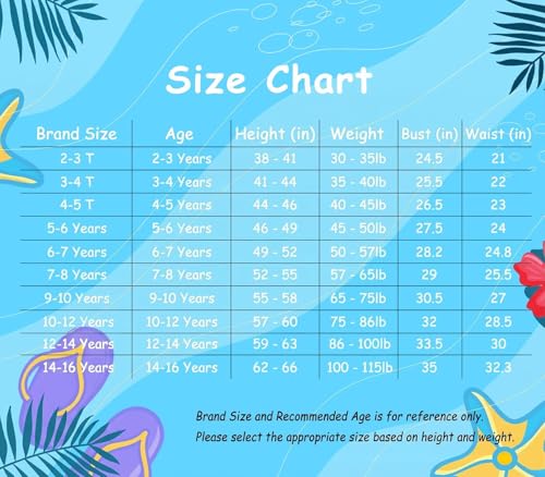 Image of Girls One Piece Swimsuits Leopard Bathing Suit for Kids Hawaiian Swimwear with Skirt Swim Dress 3-16 Years