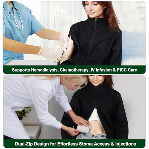 Women's Sherpa Lined Stand Collar Dialysis Jacket - Comfort with Arm Zipper | Hassle-Free Port Access & Hemodialysis Clothing4