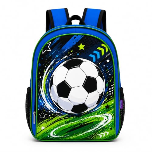 Mochila Infantil Escolar Masculina Futebol Reforçada para Meninos com Bolsos Grandes
